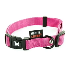 Collier réglable en nylon rose pour chien - 2,5x45/65 cm