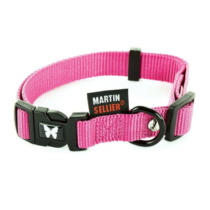 Collier réglable en nylon rose pour chien - 2,5x45/65 cm