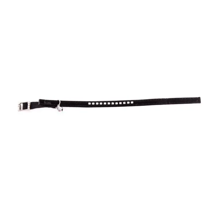 Collier Suédine Strass pour chat noir