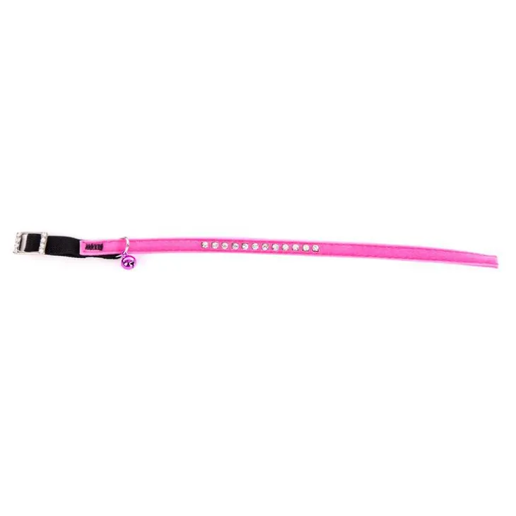 Collier Suédine Strass pour chat rose