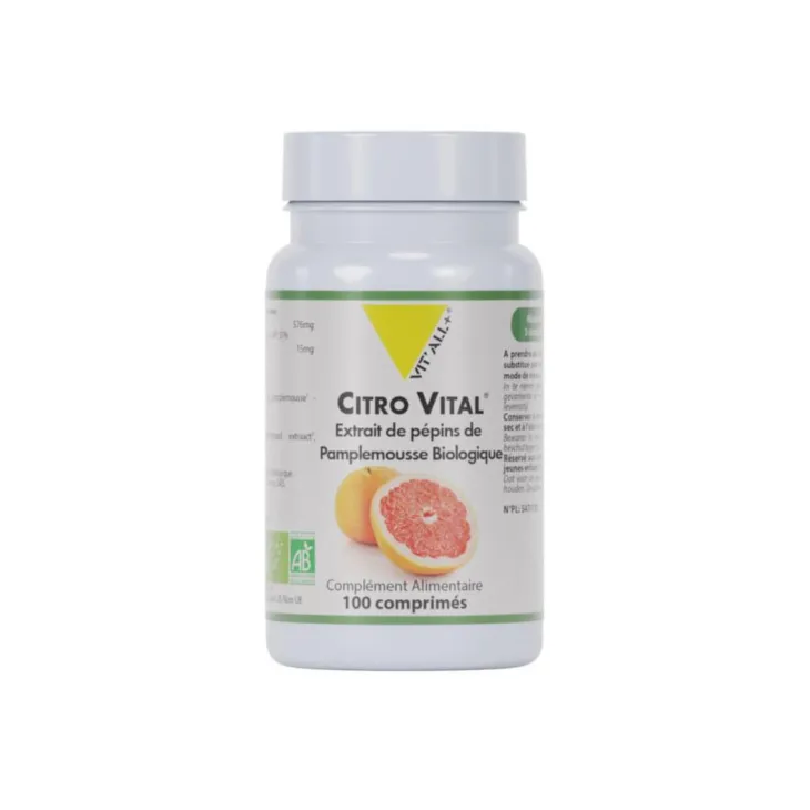 Complément alimentaire bio à l’extrait de pépins de pamplemousse Vit’All+ Citro Vital - les 100 comprimés