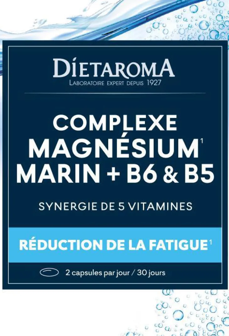 Complément alimentaire complexe magnésium marin + B6 et B5 réduction de la fatigue Dietaroma - 60 capsules