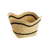 Corbeille tulipe en osier naturel rayé noir petit modèle - 24 x 24 x 16 cm