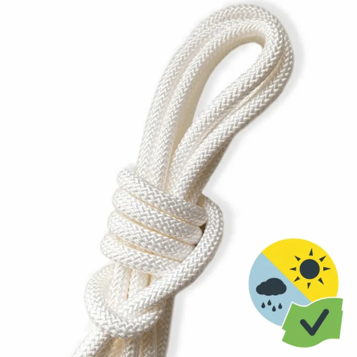 Cordon pour hamac ou voile d'ombrage coloris blanc en corde synthétique Gard&Rock - Ø 8 mm x 3 m