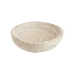 Coupe creusée escargot en bois de manguier naturel blanchi - 22,5 x 22 x 4 cm