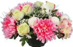 Coupe de fleurs artificielles Hortensia Bouton de rose et Chrysanthème Riviera