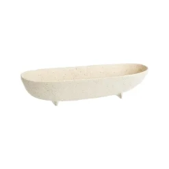 Coupe ovale sur pied en aluminium blanc cassé - 38,5 x 11,5 x 8,7 cm