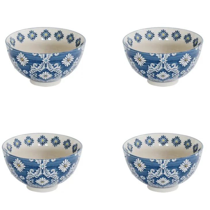 Coupelles en grès bleu peintes à la main Coffret Almada - 4 x Ø 11 cm