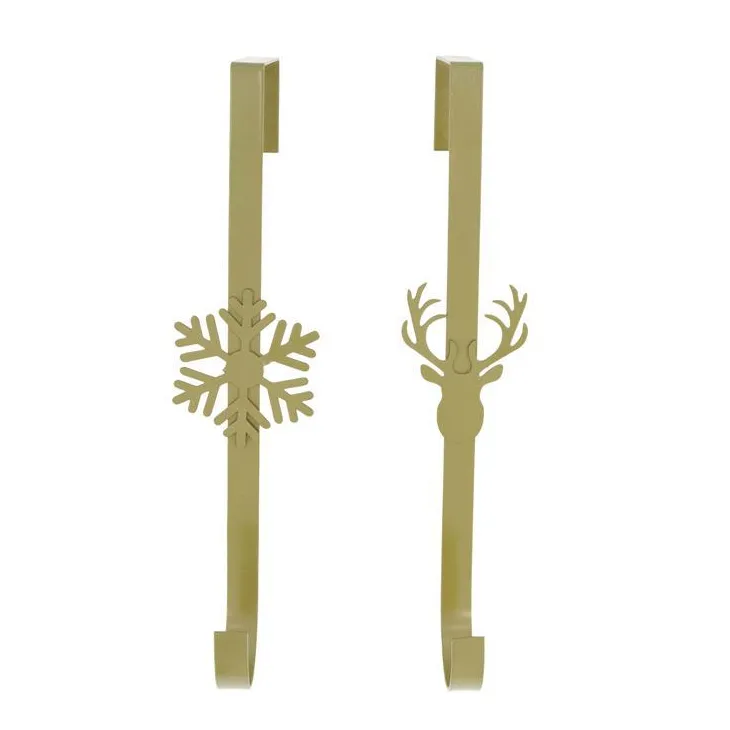 Couronne accroche-porte coloris or en métal - 12 x 7,5 cm