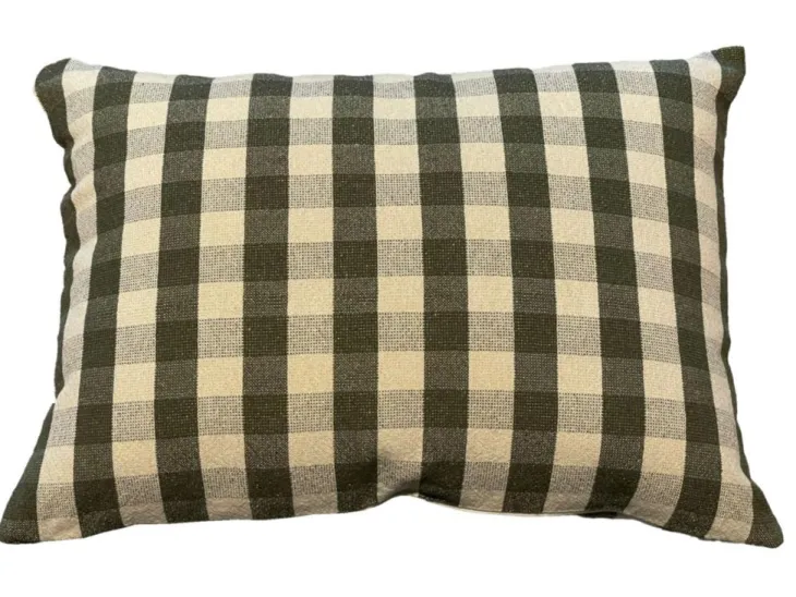 Coussin à carreaux kaki doré en PE/coton Celestin - 35 x 50 cm