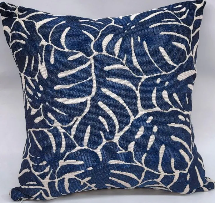 Coussin décoratif carré en coton coloris bleu Anthea - 45 x 45 cm