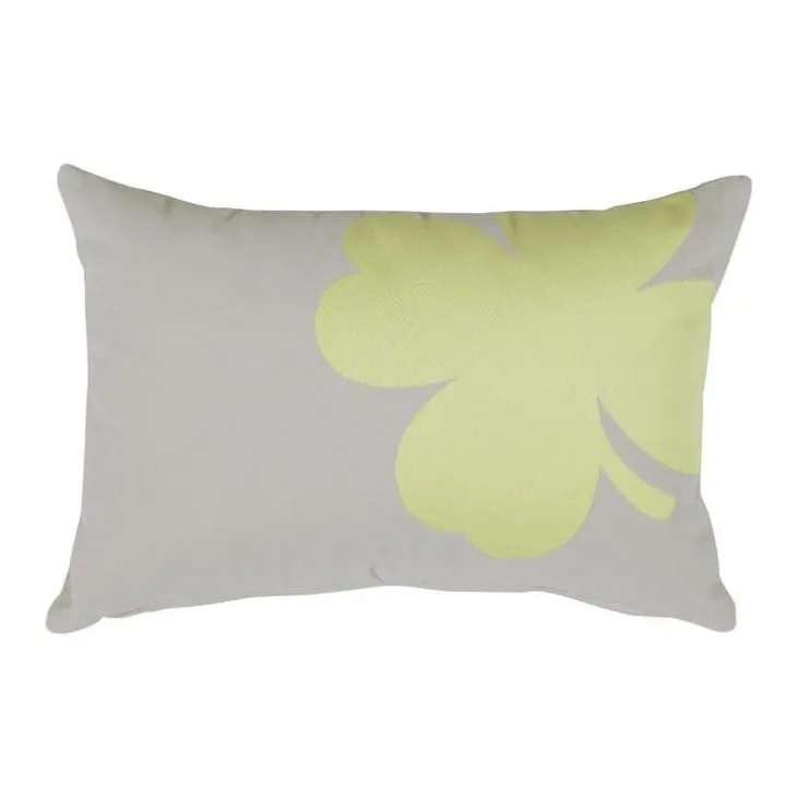 Coussin rectangulaire trèfle gris argile 44 x 30 cm