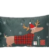 Coussin vert en polyester imprimé Chien de Noël - 50 x 30 x 8 cm