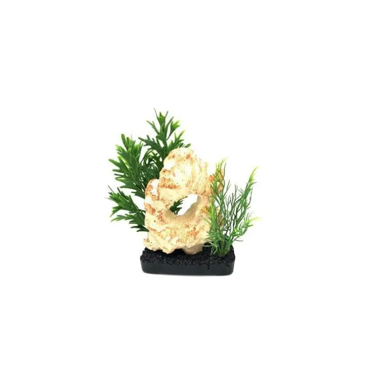 Céramique avec 1 trou et 2 plantes artificielles 18 cm