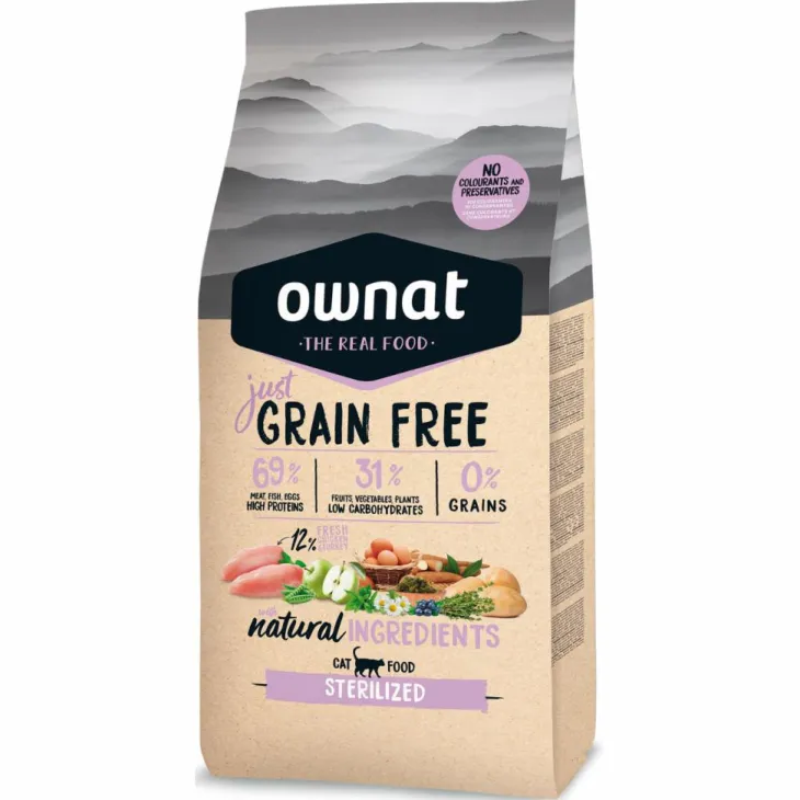 Croquette pour chat adulte stérilisé Grain Free Jus Ownat - 8 kg