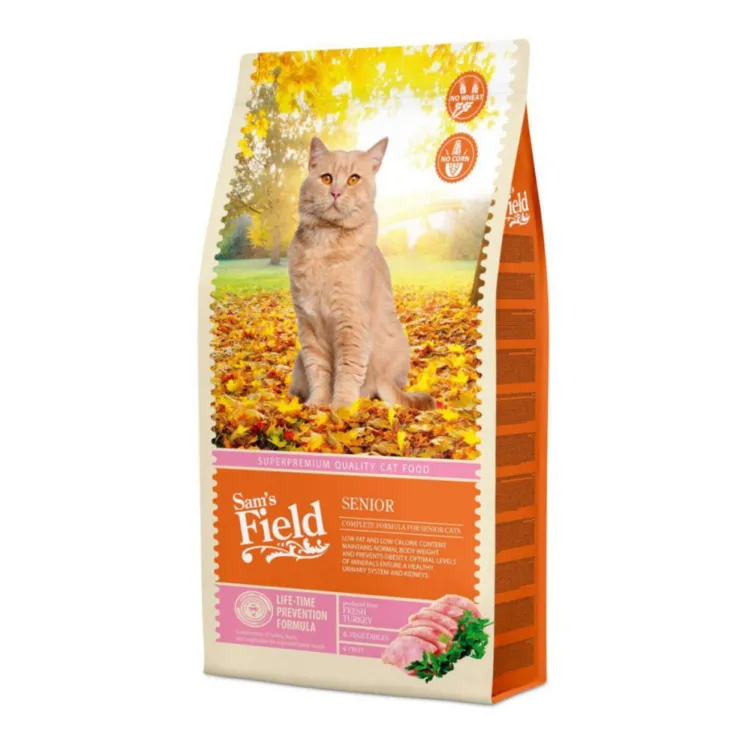 Croquette pour chat mature à la dinde, au poulet avec du riz Sam's Field - 7,5 kg
