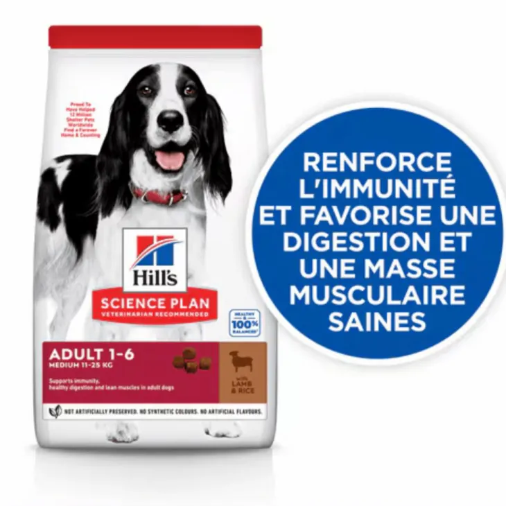Croquette pour chien adulte à l’agneau et au riz Hill's - 12 kg