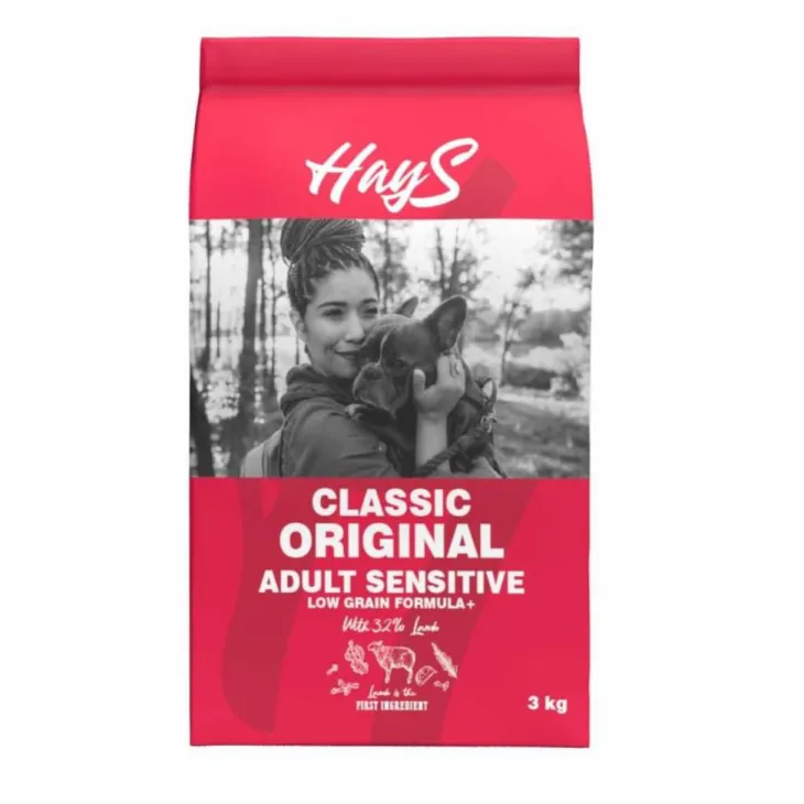 Croquette pour chien adulte sensible à l'agneau Hays Classic - 3 kg