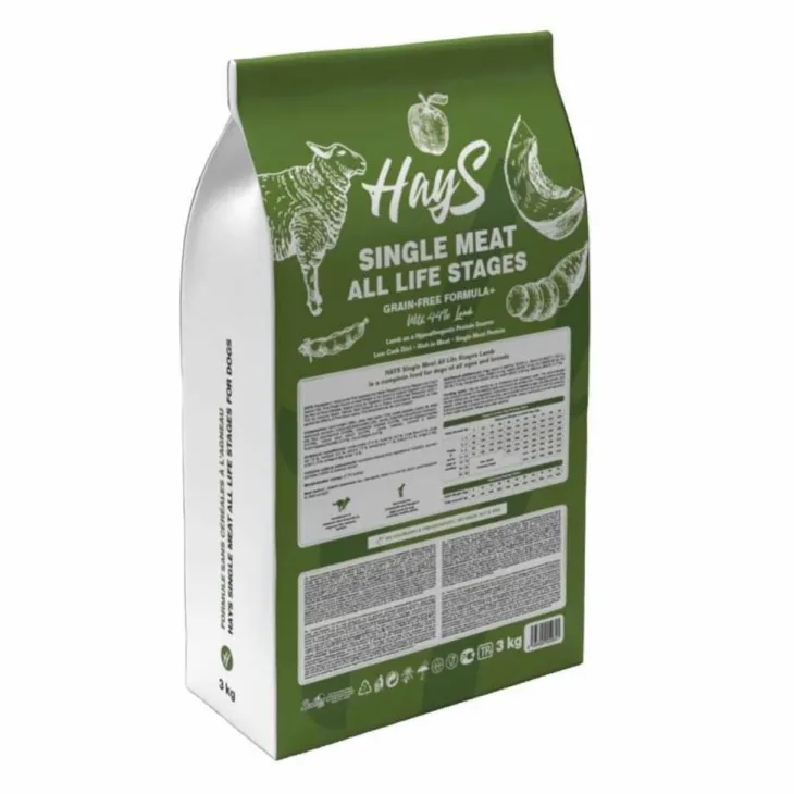 Croquette pour chien adulte mono-protéine d'agneau sans céréales Hays - 3 kg