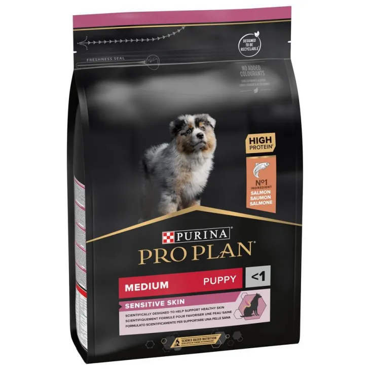 Croquette pour chiot de taille moyenne peau sensible Pro Plan - 3 kg