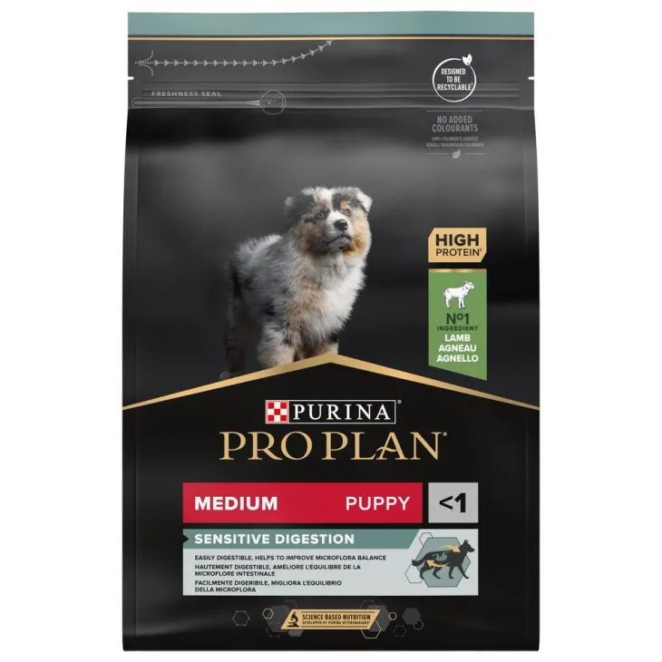 Croquette pour chiot de taille moyenne avec digestion sensible à agneau Pro Plan - 3 kg
