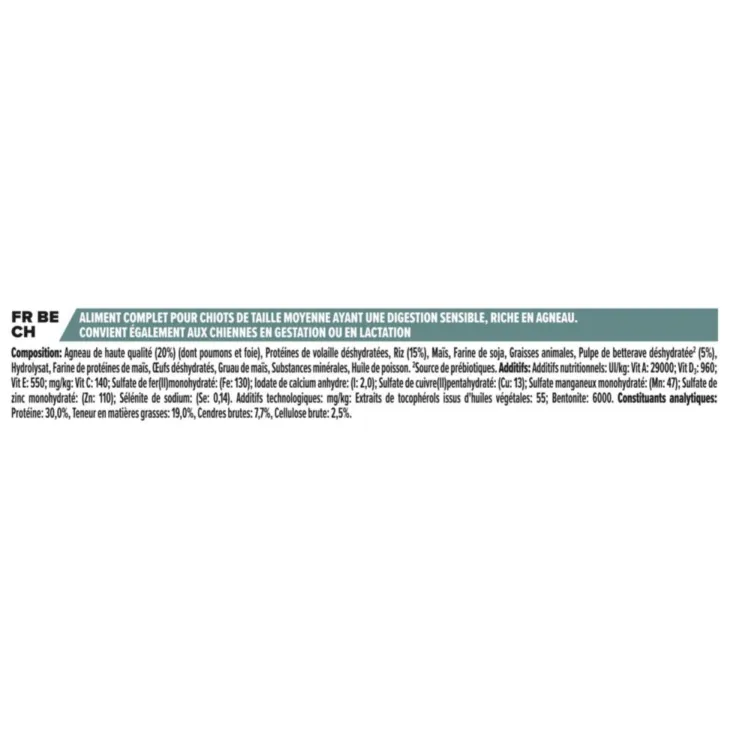 Croquette pour chiot de taille moyenne avec digestion sensible à agneau Pro Plan - 3 kg