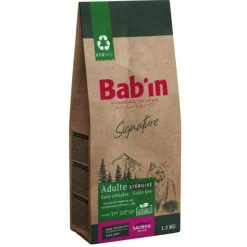 Croquettes pour chat adulte stérilisé au saumon sans céréales Bab'in Signature - 1,5 kg