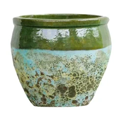 Cuvier en grès émaillé fait-main coloris vert Poterie du Bousquet Léon - Ø 29 x H 26 cm