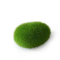 Décor aquarium moss ball petit format coloris vert en résine de polyester - 6 x 4,5 x 3,5 cm