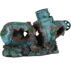 Décor d'aquarium en petit sous-marin coloris multicolore en résine de polyester - 29 x 8,5 x 14,5 cm