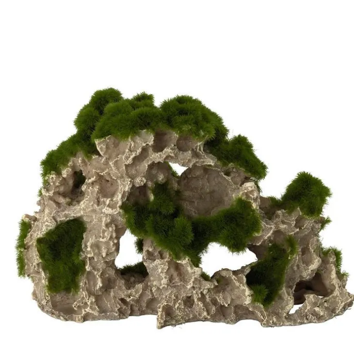 Décor d'aquarium Moss rock 3 coloris marron en résine de polyester - 25 x 9 x 17 cm
