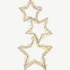 Décor lumineux intérieur 3 étoiles câble argent à 30 micro-LED blanc chaud sur piles - 40 cm