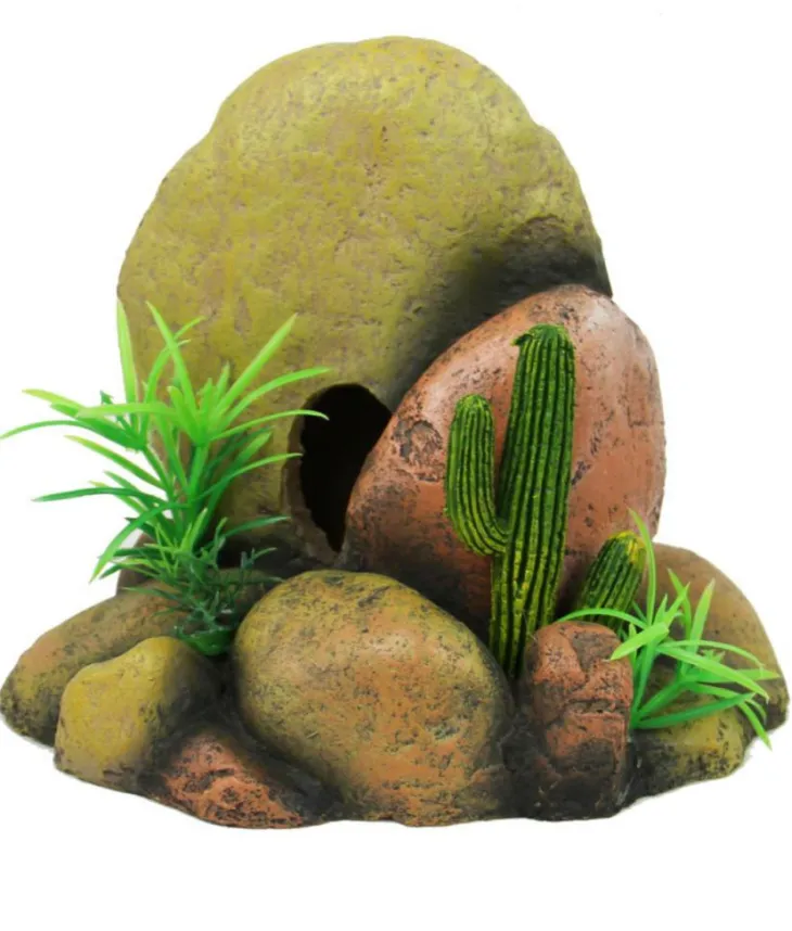 Décor pour terrarium en résine coloris vert Reptile Planet Monts Pirin Rock - 21,5 x 12,5 x 19 cm
