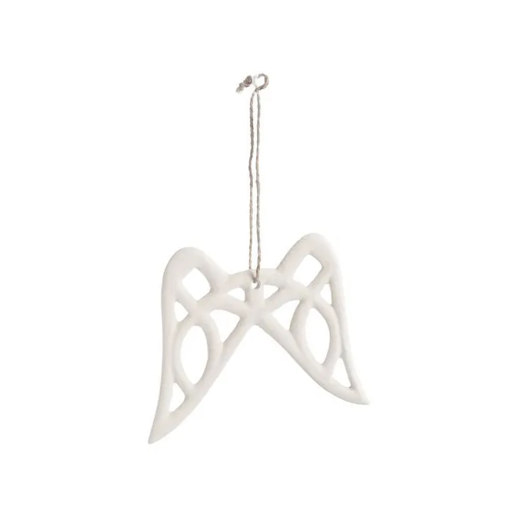 Décoration à suspendre ailes d’ange en aluminium blanc - 9 x 10 cm