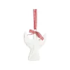 Décoration à suspendre ange en métal blanc et nœud vichy rouge - Ø 10 cm
