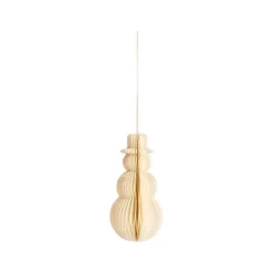 Décoration à suspendre bonhomme de neige en papier crème - 12 cm