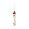 Décoration à suspendre forme canne de Père Noël en feutrine rouge et blanc - 2 x 7 cm