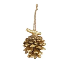 Décoration à suspendre pomme de pin dorée - Ø 5,5 x H 7 cm