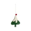 Décoration à suspendre sapin en feutrine verte et blanche - 4 x 5,5 cm