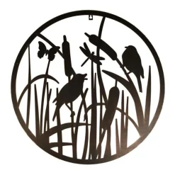 Décoration murale ronde marron avec oiseaux Ø60 cm