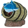 Décoration pour aquarium coloris vert Requin dans un Baril SuperFish