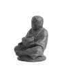 Décoration pour jardin aquatique coloris noir en pierre reconstituée figurine moine assis avec une bougie SEDA - 20 cm