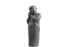 Décoration pour jardin aquatique coloris noir en pierre reconstituée figurine moine debout SEDA - 80 cm
