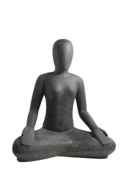 Décoration pour jardin aquatique coloris noir en pierre reconstituée figurine yoga SEDA Méditation - 30 cm