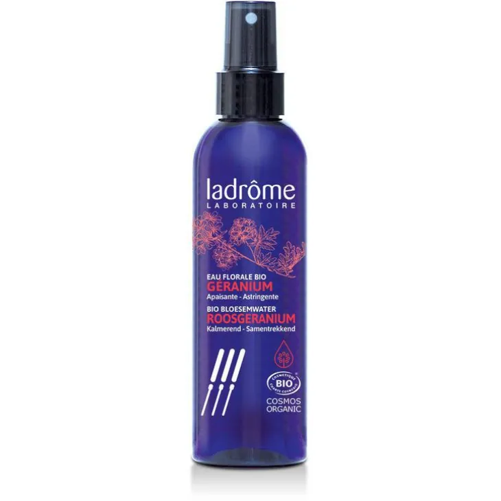 Eau florale au géranium en flacon bleu Drôme Provençale - 200 ml