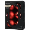 Ensemble de 6 boules en plastique recyclé rouge brillant et mat - Ø 8 cm