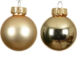 Ensemble de 16 boules en verre brillant et mat or clair - Ø 3,5 cm