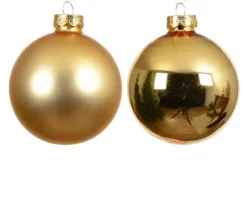 Ensemble de 20 boules en verre brillant et mat or clair - Ø 6 cm