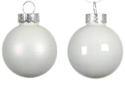 Ensemble de 16 boules en verre émaillé et mat blanc d’hiver - Ø 3,5 cm