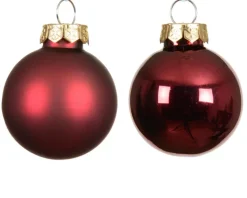 Ensemble de 16 boules en verre brillant et mat bordeaux - Ø 3,5 cm